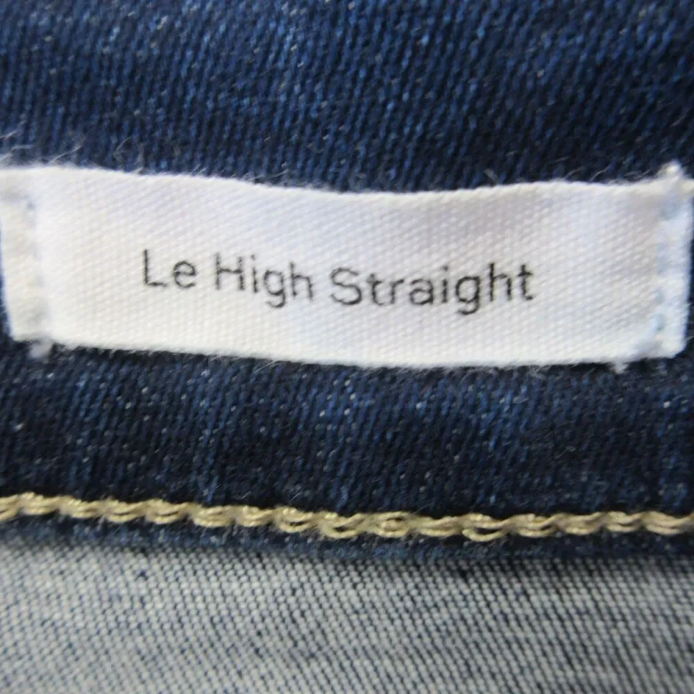 FRAME Le High Rise‎ Straight Leg Jeans Size 25 Sanctuary Dark Blue Denim Raw Hem
